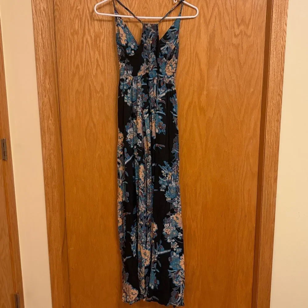 Free People Through The Vine Maxi Dress Women’s Size  S Floral Black Racerback
